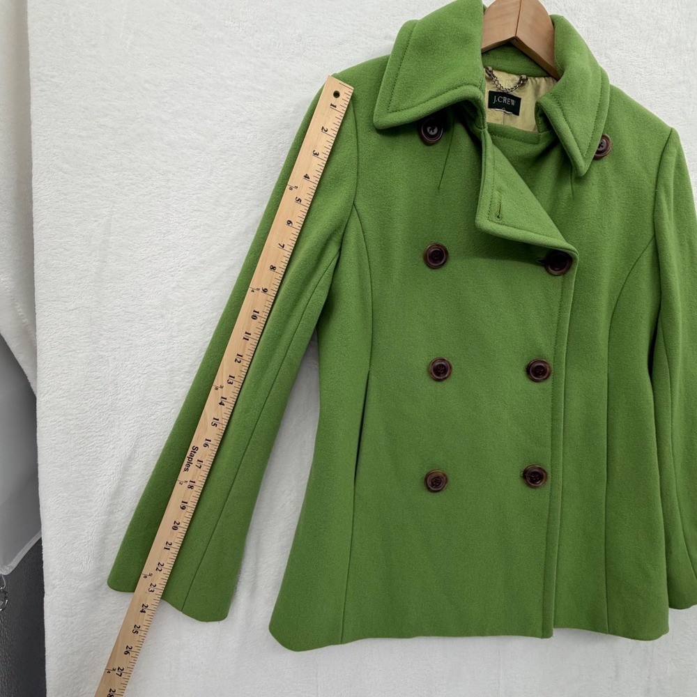Vintage J. Crew Women's Pea Coat‎ Green XSmall Heritage Prep Wool Old Money - Picture 9 of 11